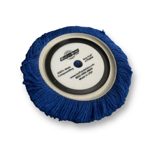 Синій хутряний ріжучий полірувальний круг Buff and Shine Blue Wool Grip Pad - Зображення 2