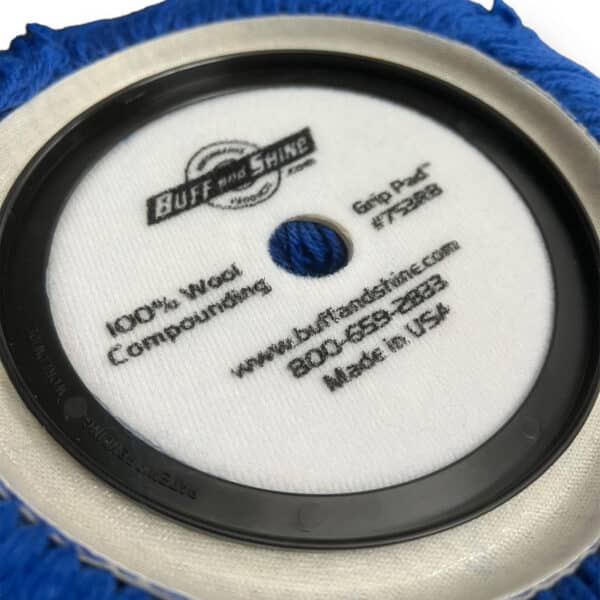 Синій хутряний ріжучий полірувальний круг Buff and Shine Blue Wool Grip Pad - Зображення 3